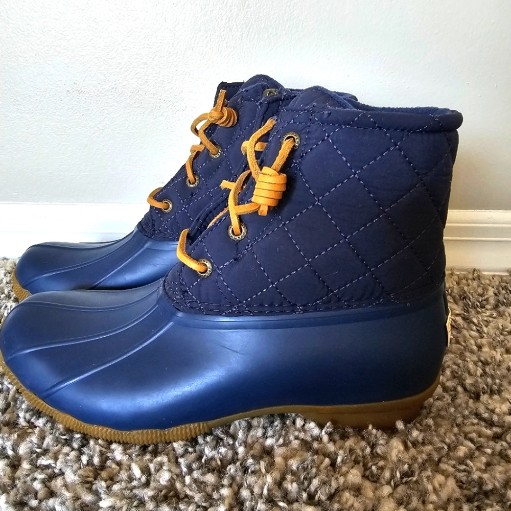 Sperry Saltwater Quilted Outdoor Duck Boots Size 7.5 Blue Hiking Camping - Picture 3 of 9